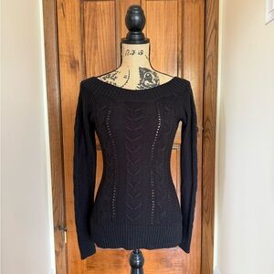 Women’s S, Guess, Black Cable Knit Sweater